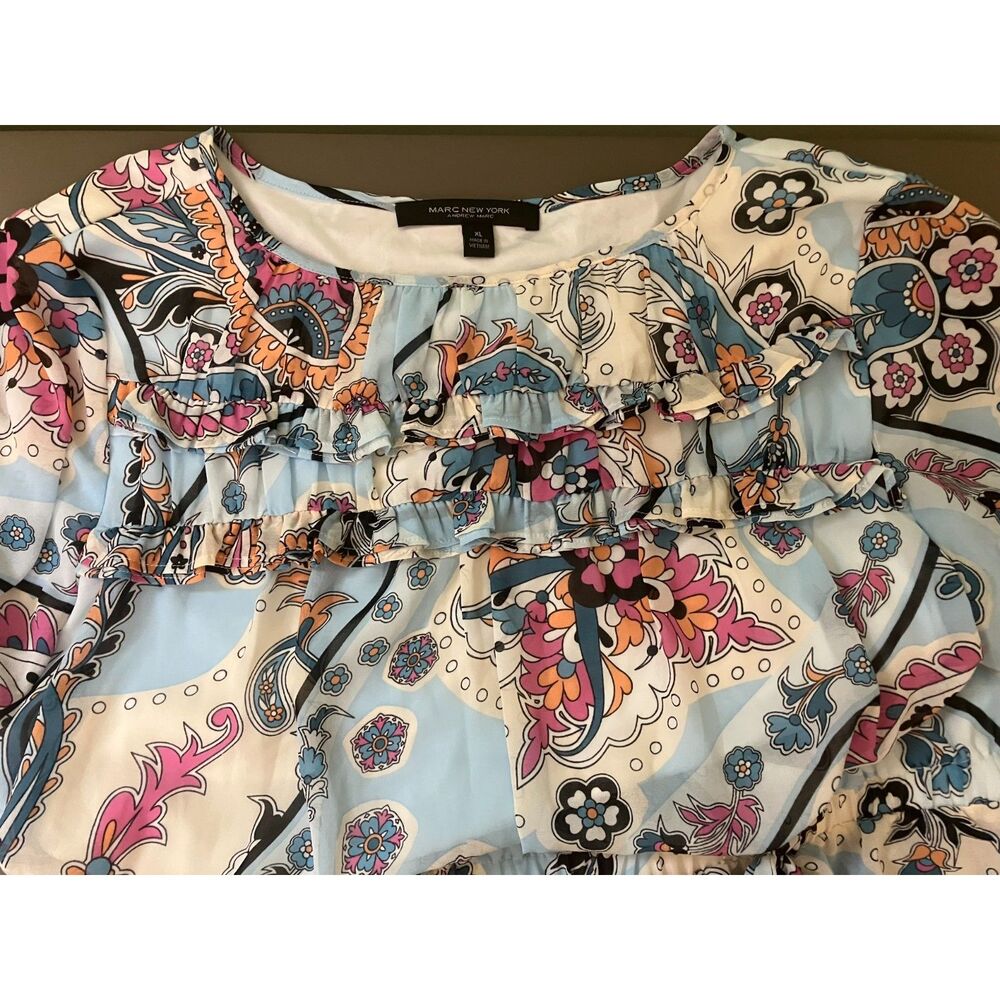 Marc New York long sleeve paisley peplum blouse - Picture 5 of 9